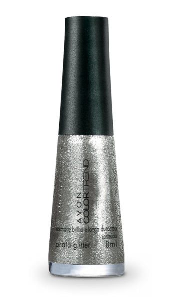 Esmalte Brilho e Longa Duração Prata Glitter
